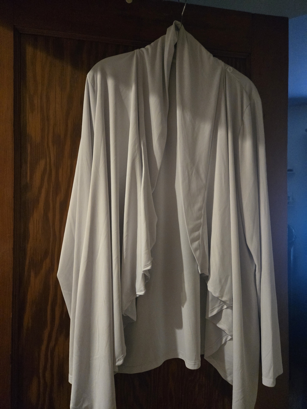 White Draped Open Cardigan, UV